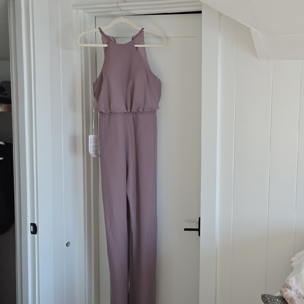 JJs House Purple Wide Leg Jumpsuit with Halter Neck